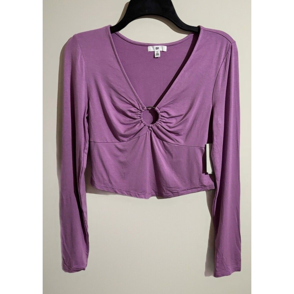 Nordstrom BP‎ Keyhole  Long Sleeve Crop Top Pink Gale Medium